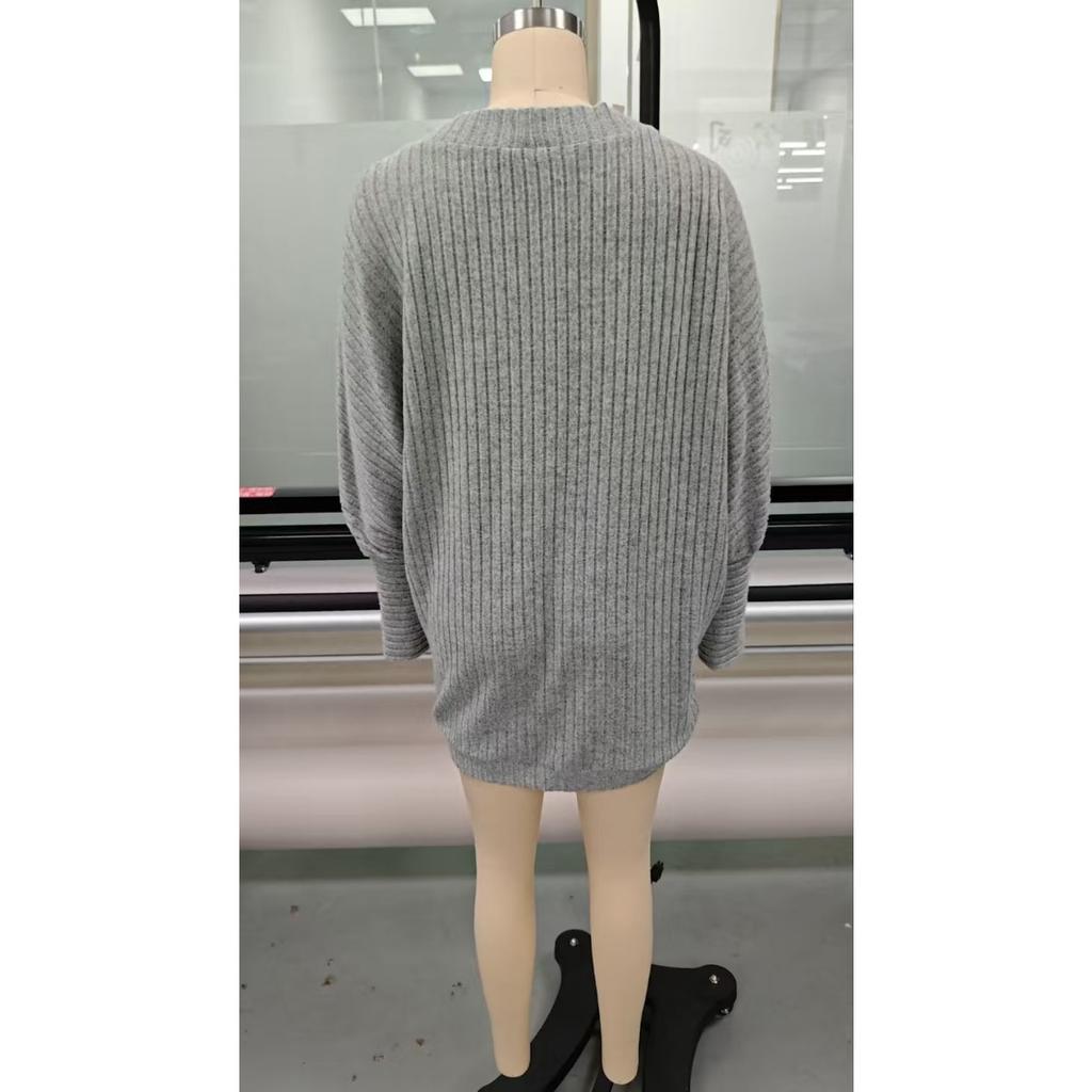 Women's Solid V-neck Loose Knit Cardigan, Autumn Winter Long Sleeve Casual Sweater Coat For European American