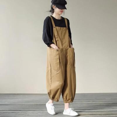 Spodnie codzienne z szelkami, zmysł designu, damskie, niszowe, wiosenno-jesienne, plus size, damskie, wyszczuplające ogrodniczki, ogrodniczki, spodnie haremowe