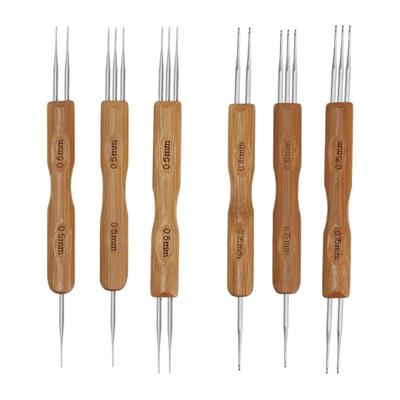 Dreadlock Crochet Hooks for Hair (0.5mm; 0.75mm) Bamboo Handle Crochet Needle Steel Crochet Hook Lock for Braid Craft