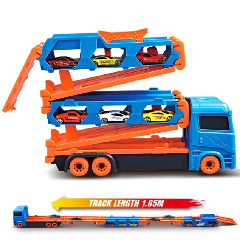 Childrens Large Track Car Set With Collapsible Metal Vehicles For Indoor Play And Development