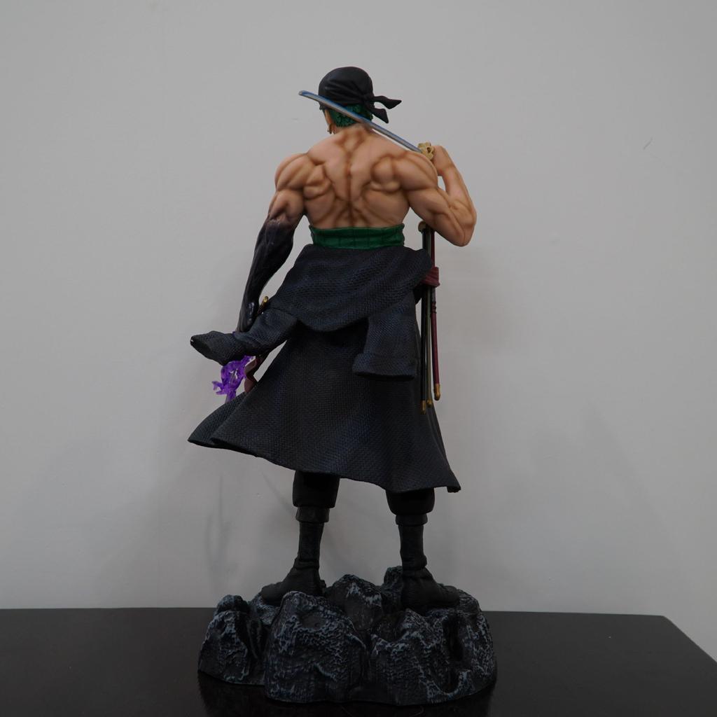 One Piece Zoro ris riam Figura de Anime de estatua Combat stance Draw a sword 19.68Inch/50cm Can be move PVC Mode Toys Gifts