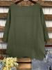 2025 Summer Fashion Plus Size Women's Round Neck Pocket Solid Color Irregular T-Shirt
