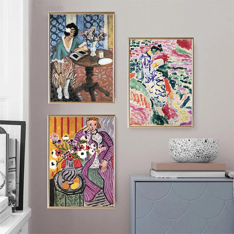 Henri Matisse Klassische Kunstwerke Buntes Landschaftsposter Frauenporträt Katze Blume Leinwanddruck Wandkunst für Zimmer Heimdekoration