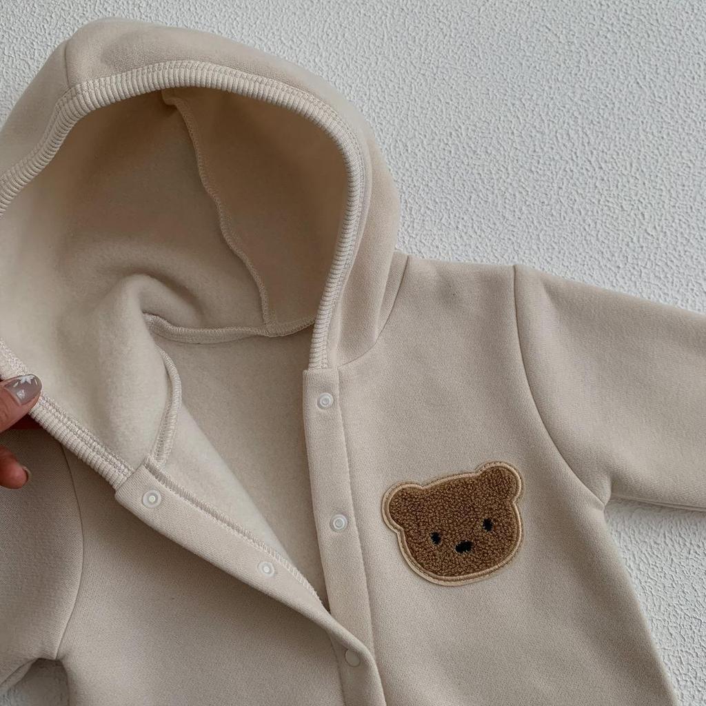 2023 Thickened Fleece Baby Onesie - Autumn/Winter Little Bear Romper for Boys & Girls