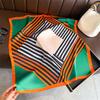 Simple stripe simulation silk printing silk scarf square scarf high-end shawl sunscreen neck professional scarf headscarf scarf