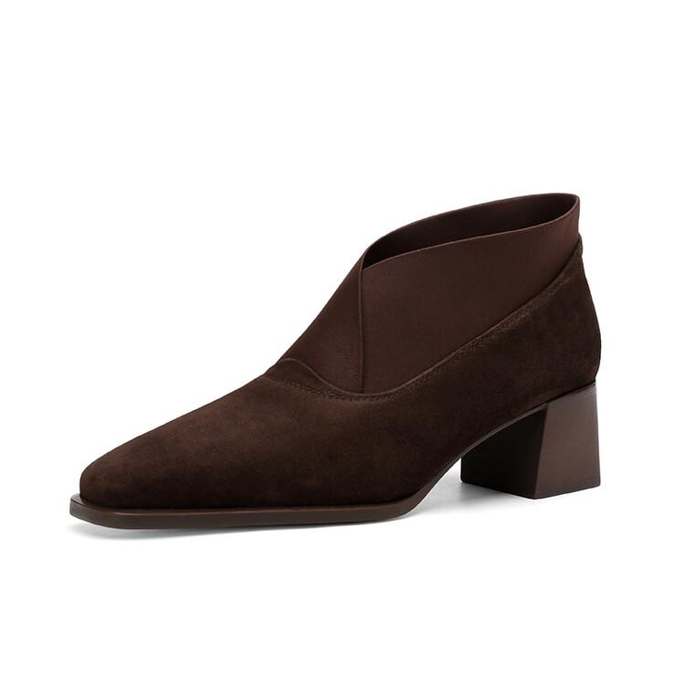 

Мода Горячие Новые Весенние Женские Туфли из Овчины Замши с Квадратным Носком Женские Туфли-Лодочки Обувь для Женщин Массивные Каблуки Лоферы с Глубоким Вырезом Zapatos Mujer 39 кофейный