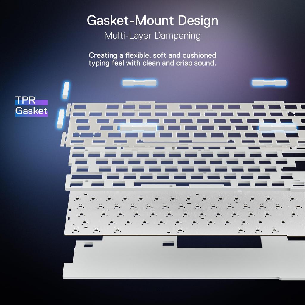 Redragon K673 PRO 75% Wireless Gasket RGB Gaming Keyboard 3 Modes 81 Keys Compact Mechanical Keyboard Hot-Swap Socket Dedicated Knob Control &