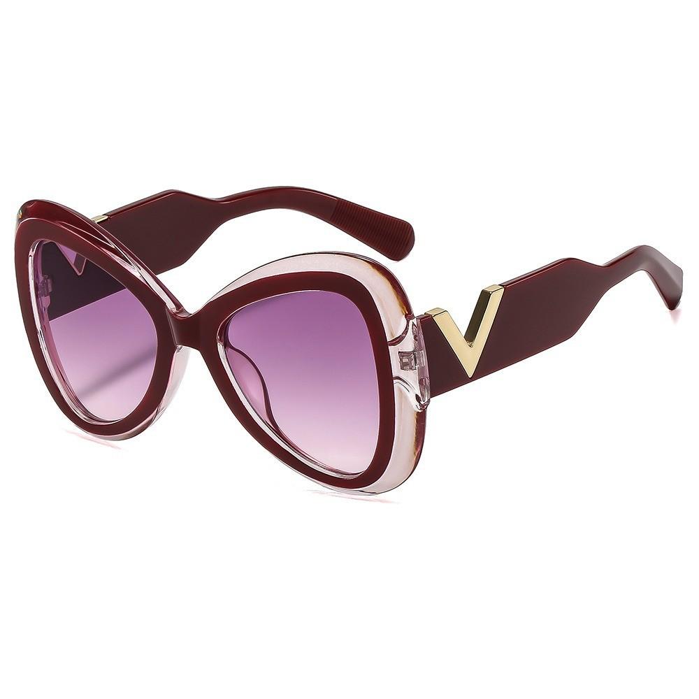 V Shape Butterfly Sunglasses With Uv400 Protection For Fashionable Outdoor Activities