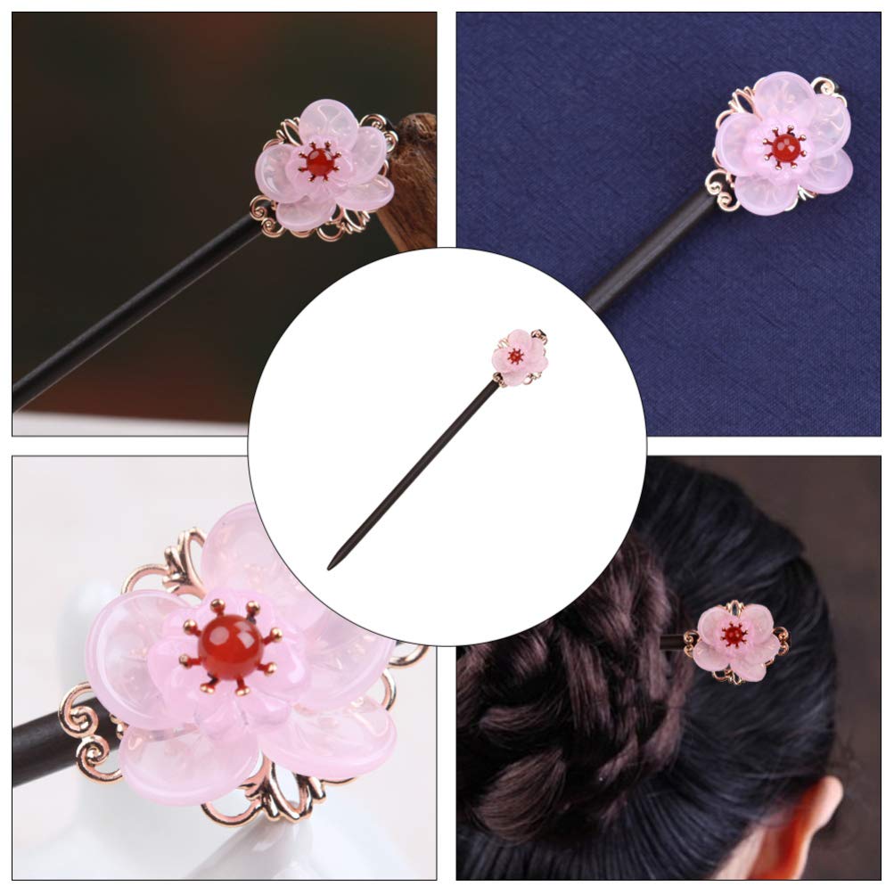 FRCOLOR Wooden Hairpin, Floral Pattern, Single Hairpin, Japanese Style Accessory, Hair Clip, Hair Ornament for Coming-of-Age Ceremony, Kimono,