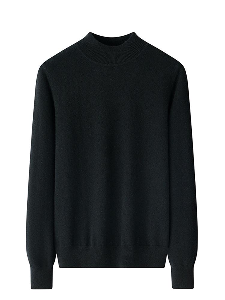 Women's Autumn/Winter Half-High Collar Cashmere Sweater - Solid Color, Short Pullover Base Layer.