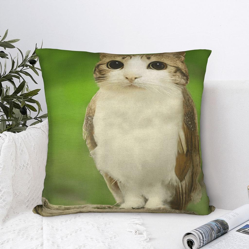 Internet Famous Meowl Cat Owl Meme Pillow Case  Square Pillow Cover Retro Trendy Pillowcases For Chair Sofa Home Decor