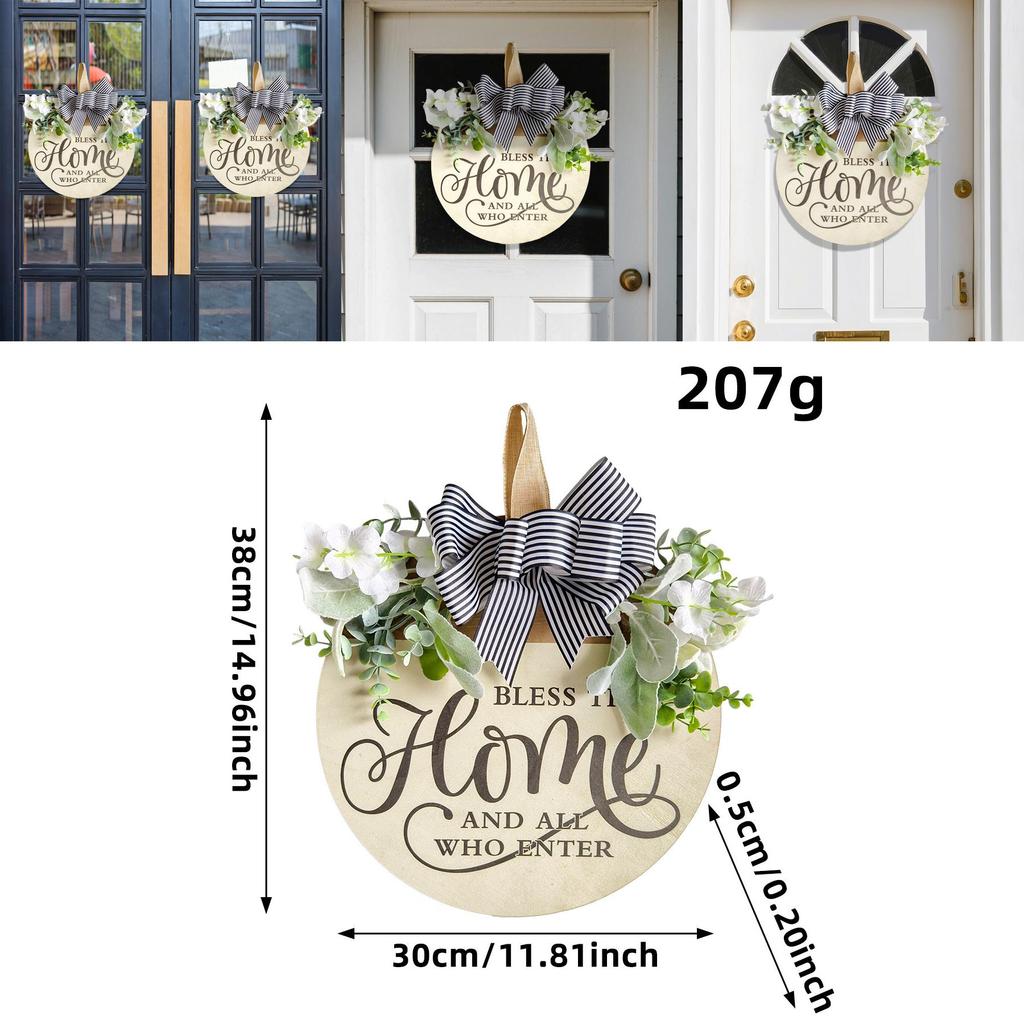 Hölzerne Garten-Willkommensplakette mit künstlicher Blüte und Schmetterlingsbindern für den Außeneingang