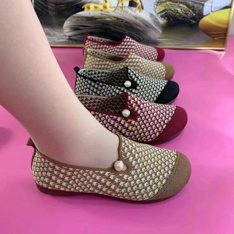 women's shoes casual sneaker head flat comfortable breathable casual shoes women's summer shoes with pearl Christmas elem