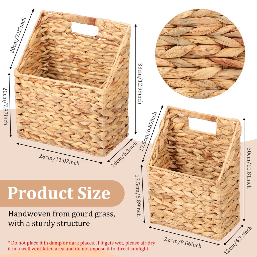 2 Stück Hängender gewebter Aufbewahrungskorb Handgewebter hängender Imitat-Rattan-gewebter Aufbewahrungsorganizer mit Griff für Badezimmer Küche