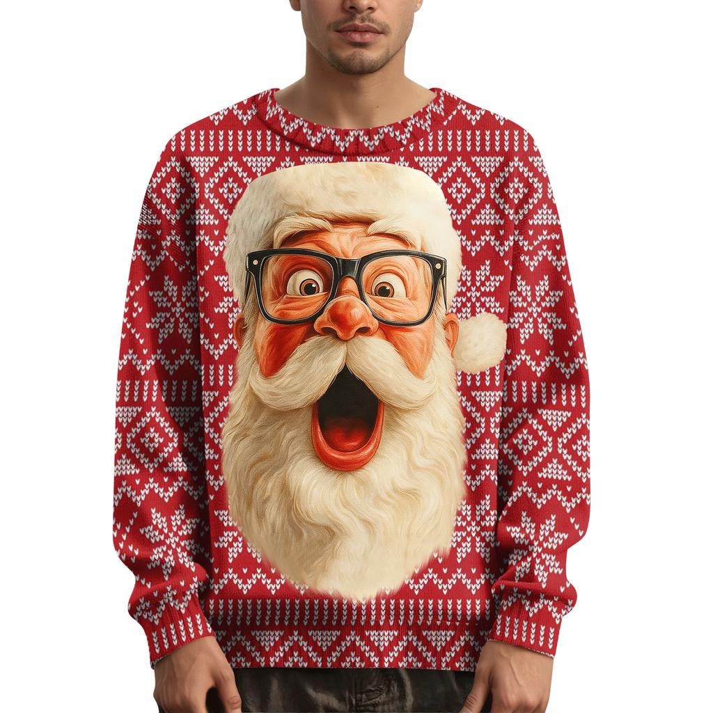 Herren Weihnachts Pullover mit bedrucktem Kragen