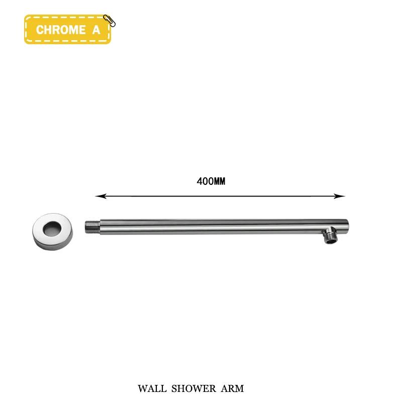 Black G1/2 Round/Square Shower Arm Bathroom Stainless Steel Ceiling Wall Mount Fixed Shower Bracket Faucet Replacement Parts