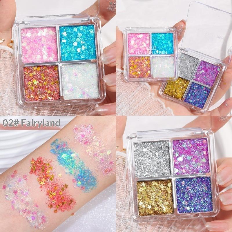 Children's Day Large Sequins Four-color Children's Eyeshadow Party Dance Stage Makeup Fine Sequins 4-color Eyeshadow Disc