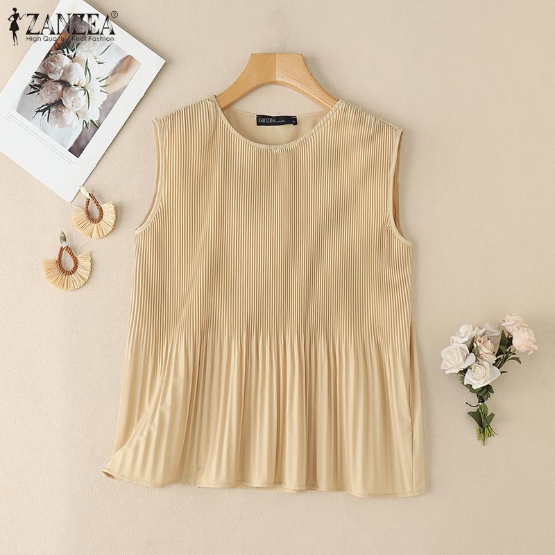 ZANZEA Women Casual Round Neck Loose Summer Sleeveless Tank Tops