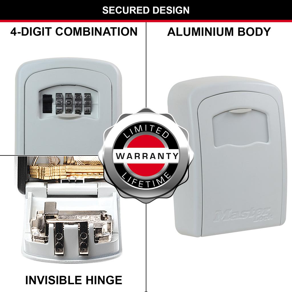 Master Lock Key Safe Wall Mounted, Medium, Outdoor, Cream