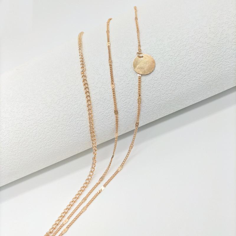 Fashion ins cold wind versatile metal chain accessories women, simple multi-layer disc pendant necklace