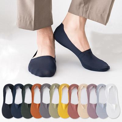 Chaussettes bateau invisibles en soie glacée d'été, fines et antidérapantes, chaussettes invisibles pour hommes