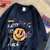 Summer Cotton Women TShirts Fun Graffiti Cute Smiling Face Prints Tees Breathable Loose ONeck Casual Street Female Clothes