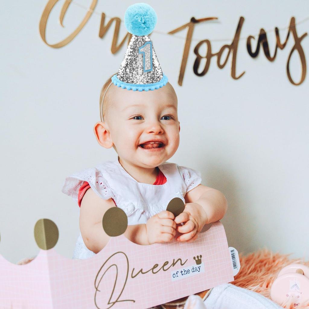 First Birthday Party Hat, Wool Felt Boho 1st Baby Party Hat Shining Decorative Birthday Accessories for Boy Girl Birthday Decorations Photo Booth