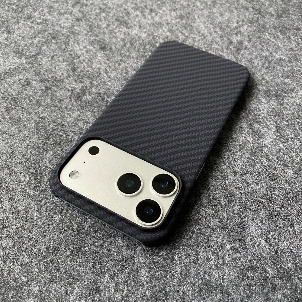 UltraThin Borderless PC Carbon Fiber Phone Case For iPhone 17 Air 16 15 14 13 12 Plus Pro Max Kevlar Texture Bumper Cover
