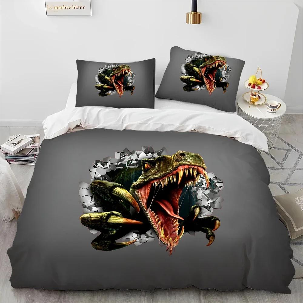 Queen Size 3D Cartoon Dinosaur Illusion Comforter Bedding Set Duvet Cover Quilt Cover Pillowcase Set Child Gift