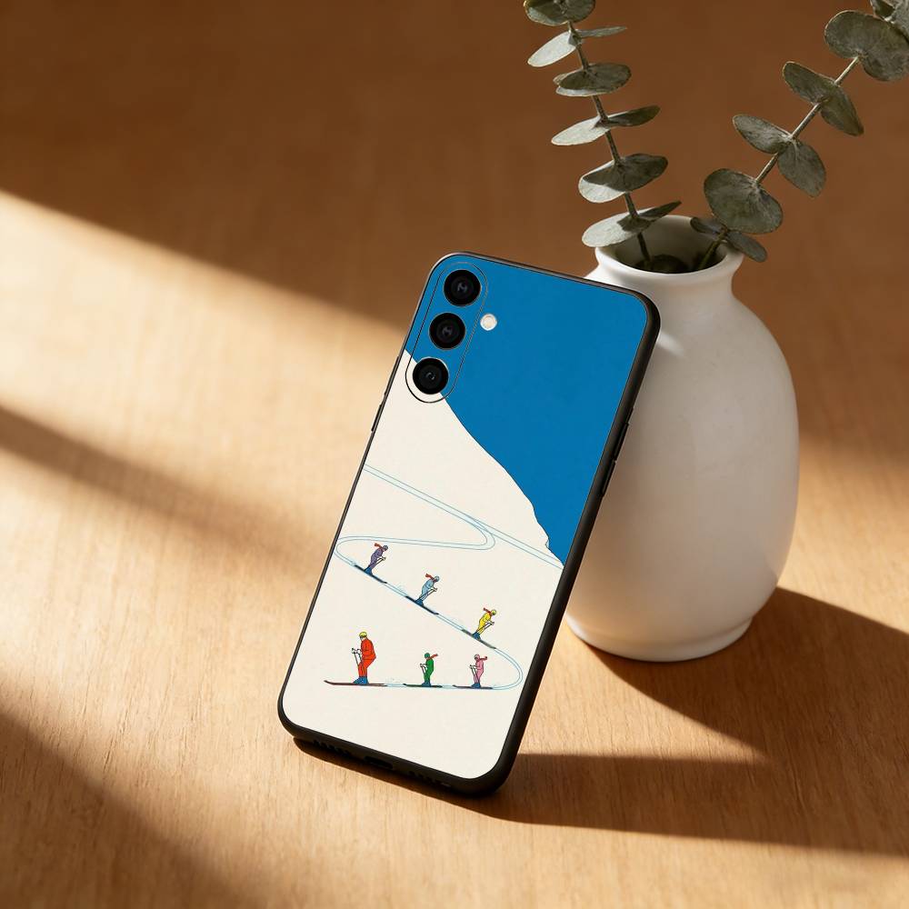 

Creative Mountain Ski Motif Phone Case For Samsung GalaxyA13,21s,22,31,32,52,53,71,72,73,Soft Black Cover Samsung a21s
