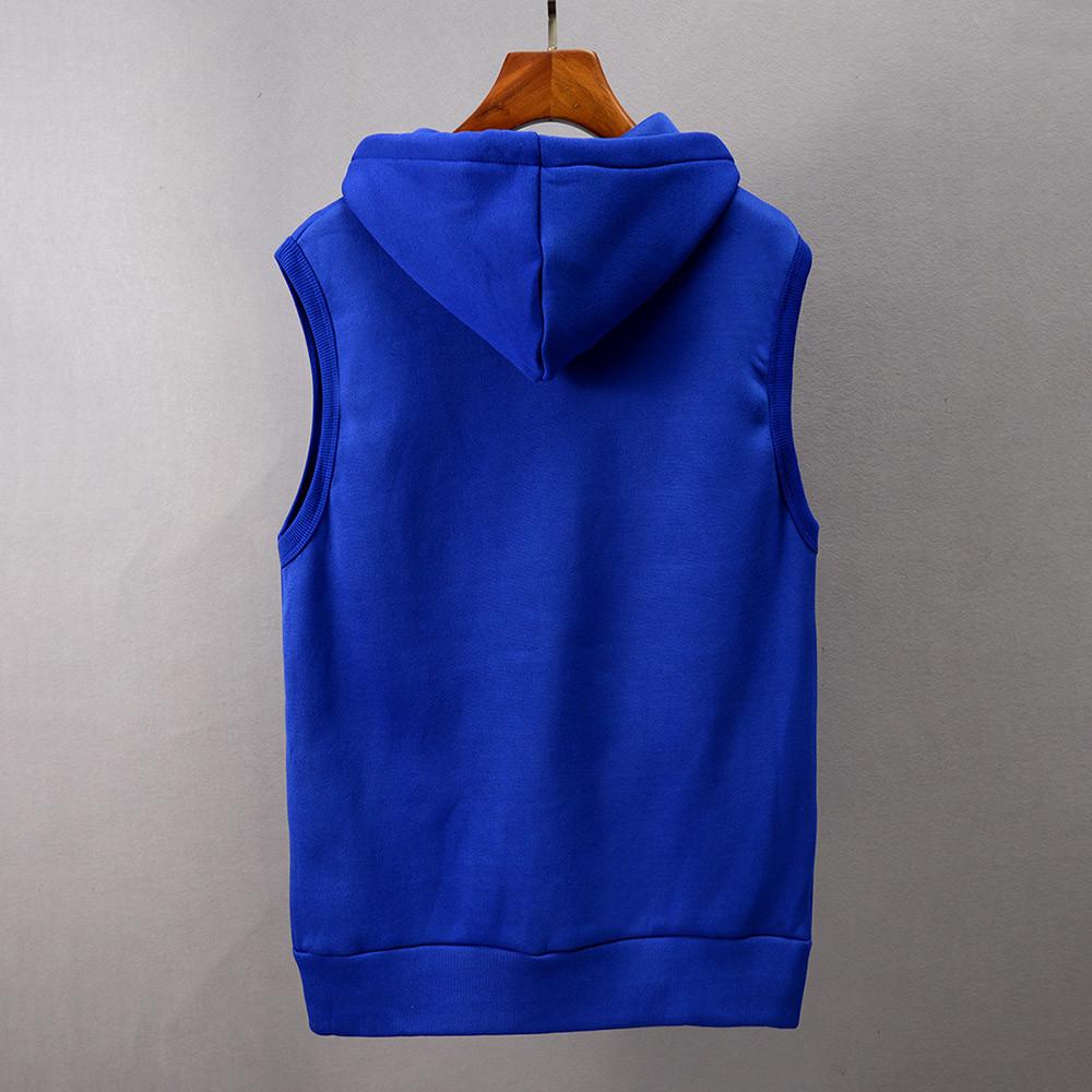 Mode für Männer ärmellose feste Kapuze Weste schlanke Jacke Bluse Tops Shirt