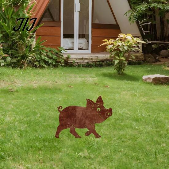 Garden Gift for Plant Lovers Rusty Decorative Stake, Metal Chicken Sloth Pig Dog Animals Silhouette Outdoor Yard Art Decor Sculpture Patio Lawn Flower