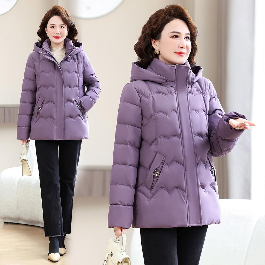 New winter padded clothes women's short foreign-style thickened padded clothes jacket hooded fashion large-size mother padded jacket