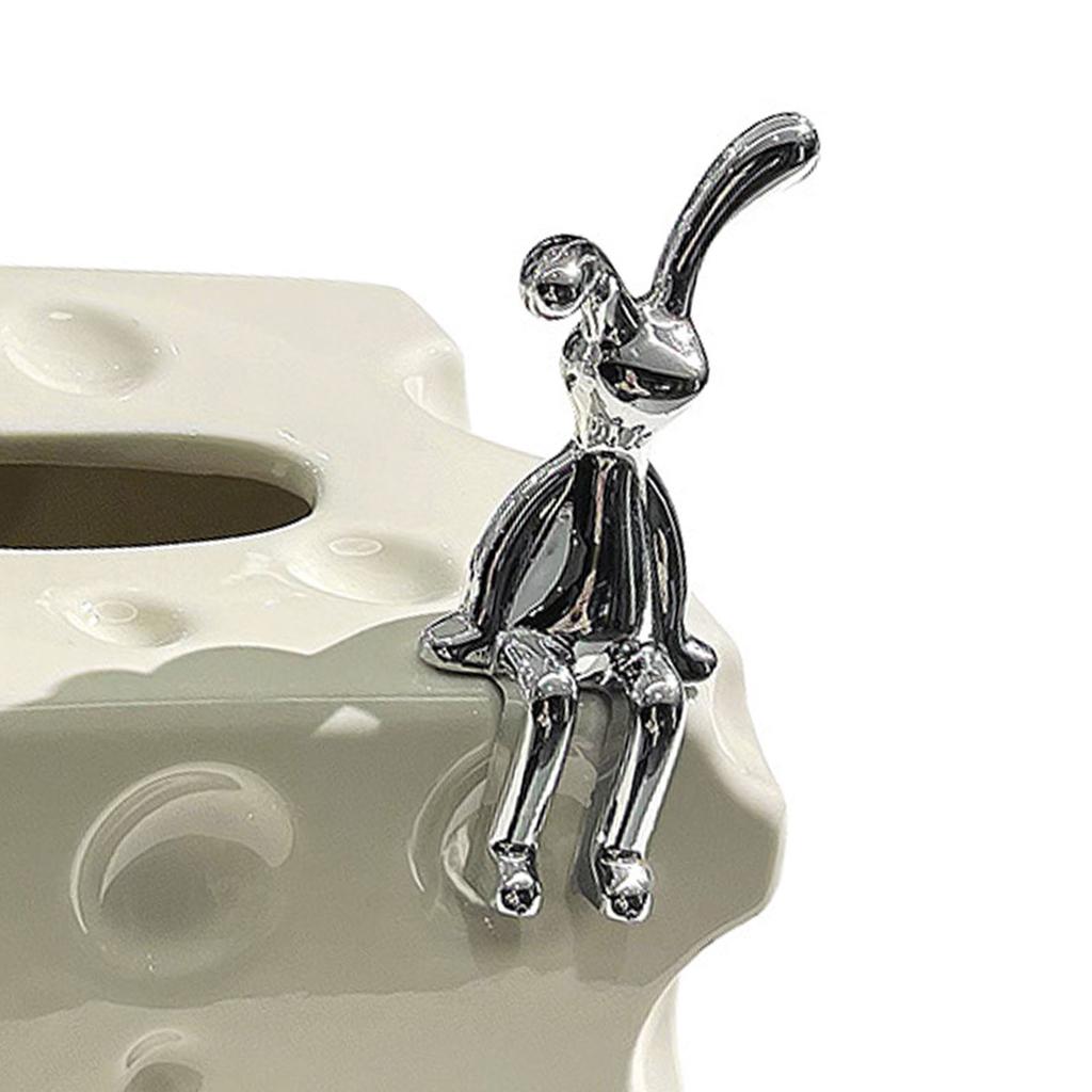 Tissue Box Cover Ceramic Rectangular Stylish Elegant Decorative Napkin Box Holder for Desktop Coffee Table Tissue Dispenser