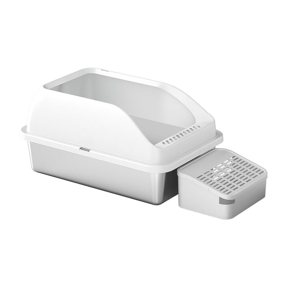 New Stainless Steel Cat Litter Box Extra Large Splash-Proof High Fence Cat Litter Box Open Litter Box Cat Toilet белый