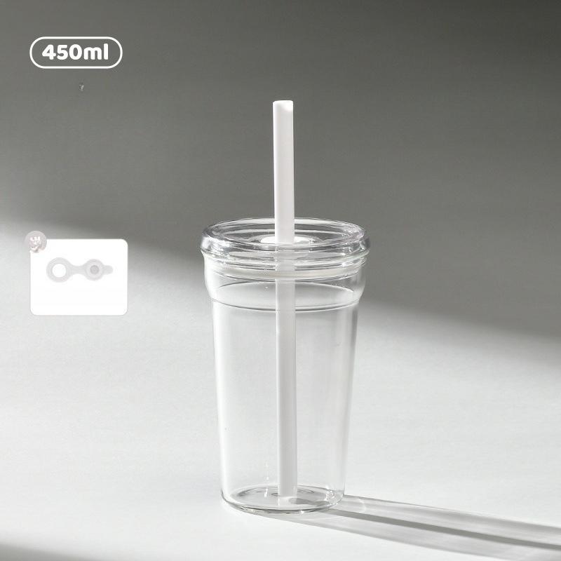 450ml Drinkware Glass Cup Double-layer Heat Insulation Drinking Utensils Cold Coffee Cups Transparent Multi-color DIY Coffee Mug 450ml белый