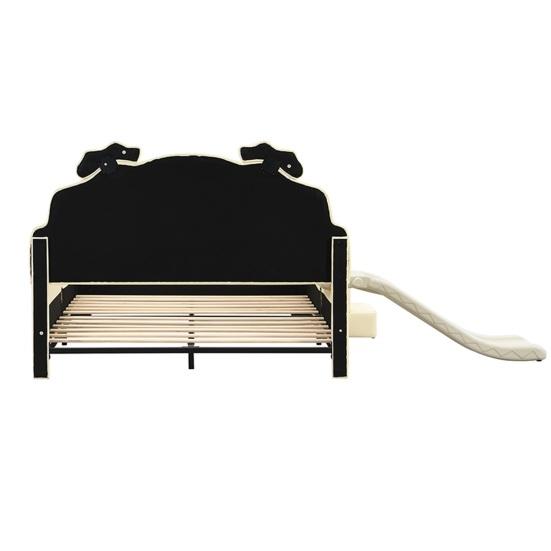 Bear Bed Shape Cartoon with Slide Ladder Ergonomic Design Strong Girl Load Bearing Wood Slat Support Bedroom Furniture