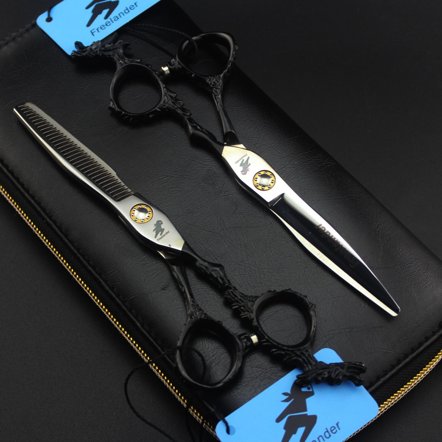6.0 Inch Black Handle Sword Type, Tail Dragon Handle Hair Scissors, Hair Scissors, Flat Scissors, Tooth Scissors, Thin Scissors 6.0inch black tail dragon handle flat scissors