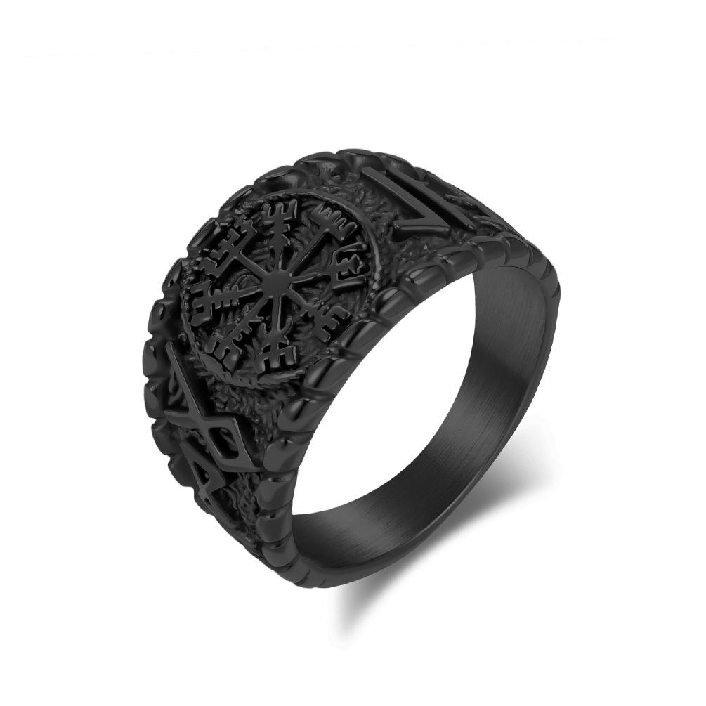 Men s Viking Runes Ring for Men Punk Vintage Stainless Steel Ring No-fading Jewelry 8