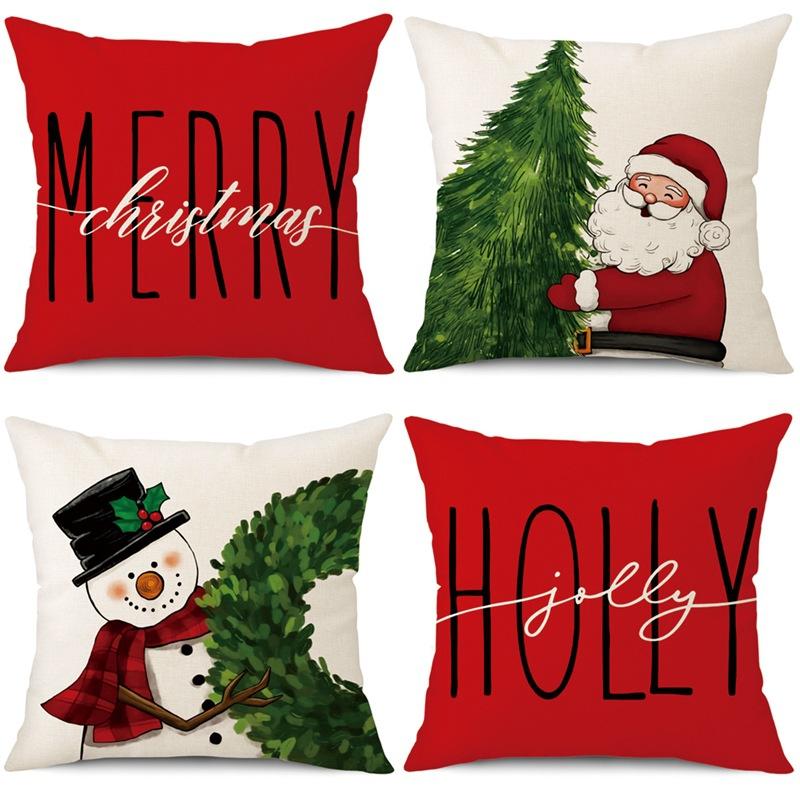 45cm Merry Christmas Cushion Cover Pillowcase 2025 Christmas Decorations for Home Ornament Happy New Year Christmas Decor 2026