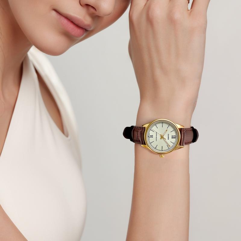 Casio STANDARD Serie DRESS Serie Modisch Retro Einfach Quarzwerk Lederarmband Japanische und Koreanische Uhr Damenuhr Gold LTP-V005GL-9B