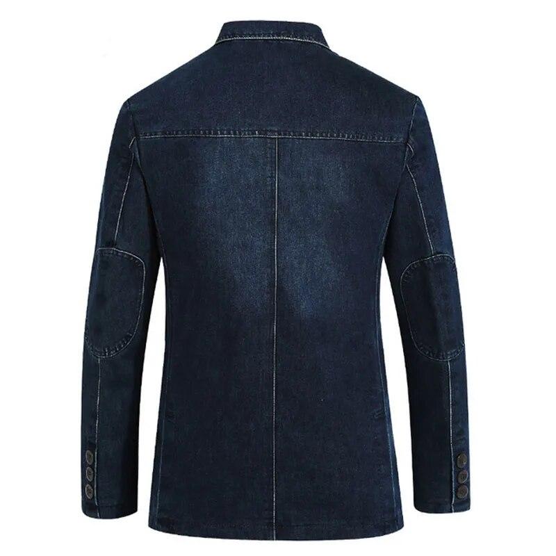 Men's Spring and Fall Denim Cotton Long-sleeved Denim Jacket Casual Plus Size Suit Jacket