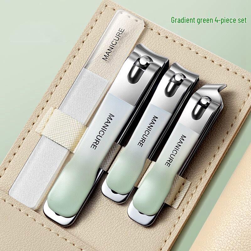 Stainless Steel Nail Clippers Set: Portable Mani-Pedi Tools with Ear Pick, Pedicure Knife, Oblique Clippers, and Dead Skin Scissors.
