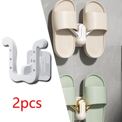 2 Pack Slipper Storage Rack, Wall Mount Shoes Drainage Space Saving Accessories, Hanging Shoe