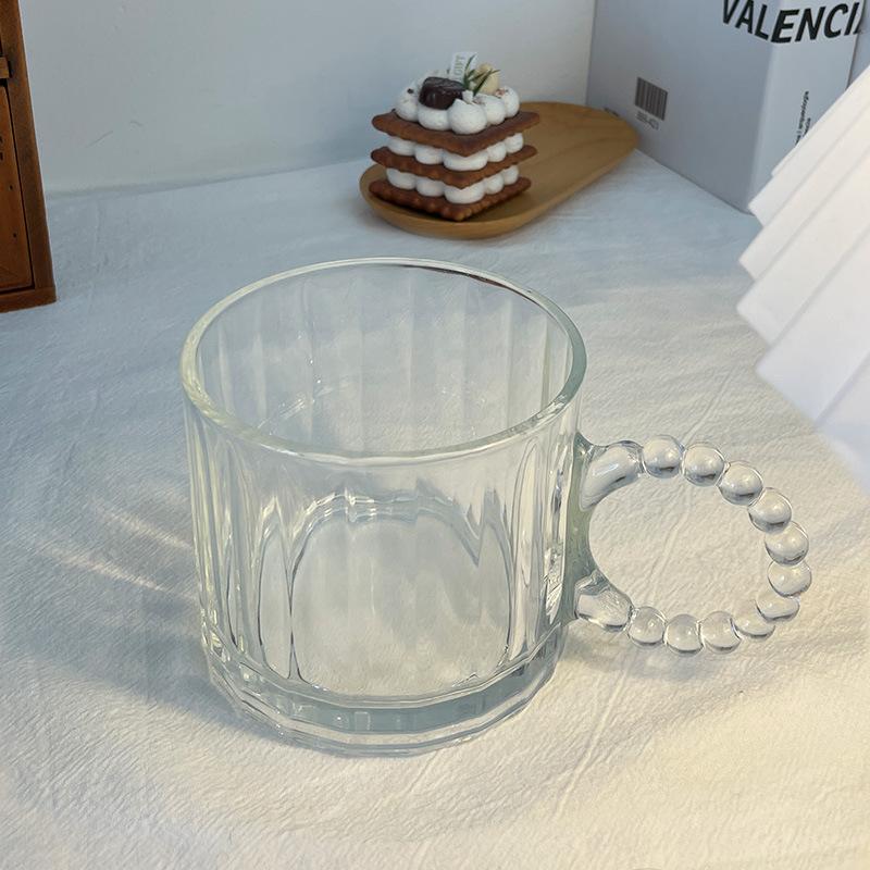 Inel mic cu bule, cu mâner, ceașcă de sticlă, ceașcă de cafea de uz casnic în stil european, ceașcă de apă de chihlimbar, colorată, transparentă, pentru cadou prieten