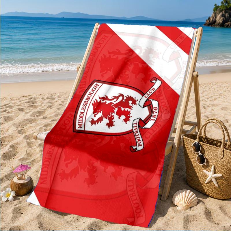Football Club Emblem Printed Microfiber Beach Towel, Soft And Absorbent, Quick-Dry, Ideal for Summer Travel, Beach Essential, Swimming Pool