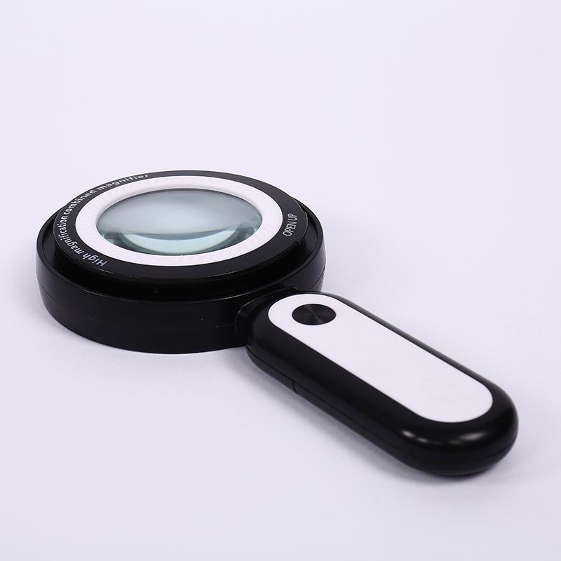 Handheld Combinable Dual Lens with Led Light 10X 30X Magnifying Glass for Elderly Reading and Maintenance