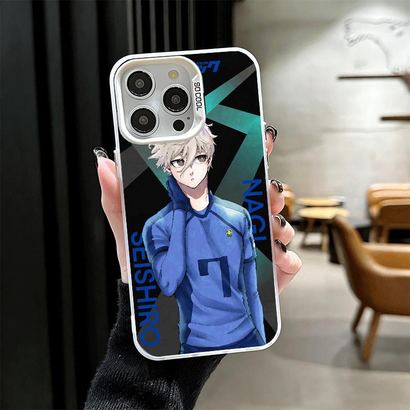 

Anime Blue L-Lock Desgin Shockproof Phone Case for iPhone 17 Air 16 16E 15 Pro Max 14 Plus 13 Mini 12 Back Cover Anti Fall Funda iPhone 13 Pro Max