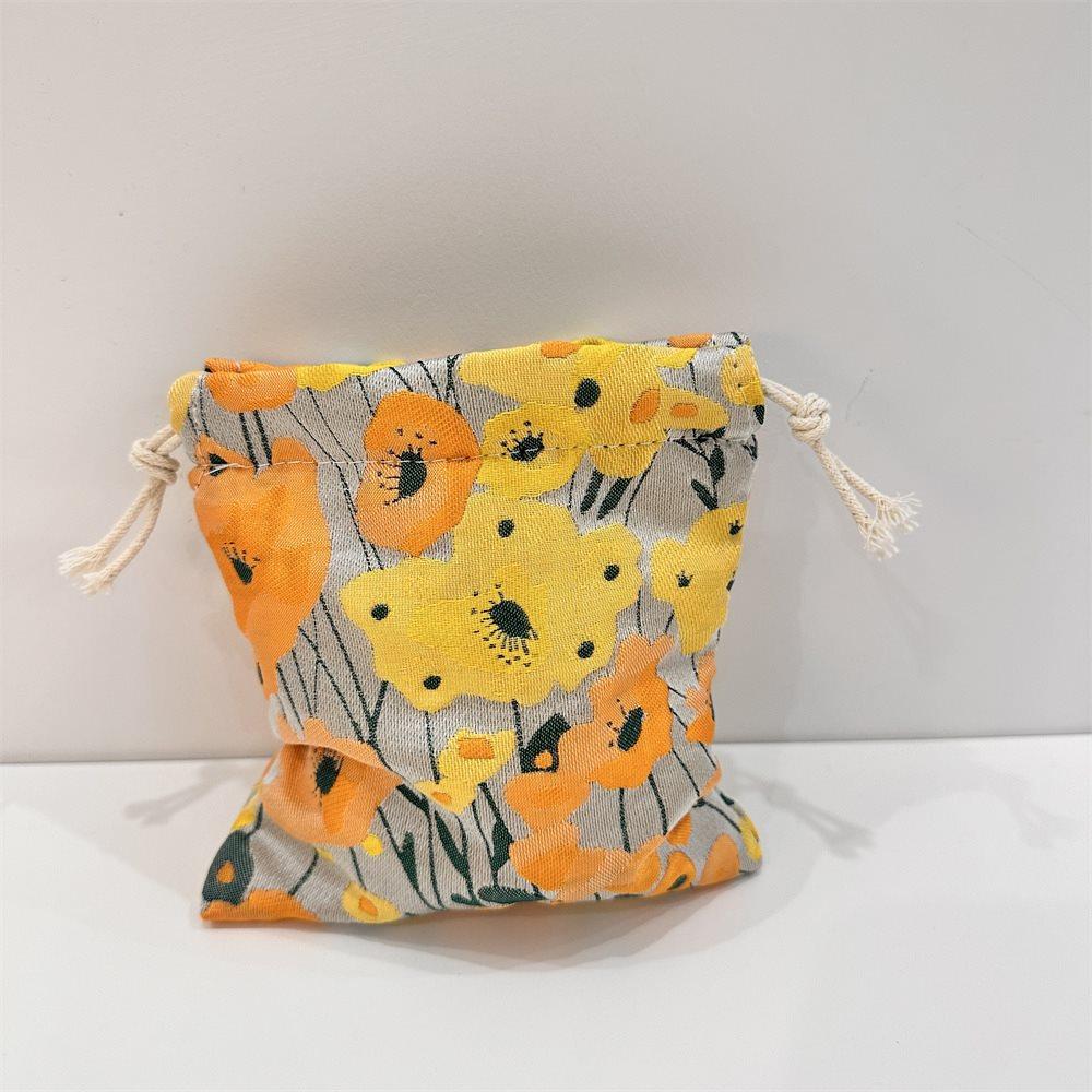 Canvas Trendy Tote Bag With Beautiful Flower Pattern And Dual Drawstring Design For Everyday Use And Storage Makeup