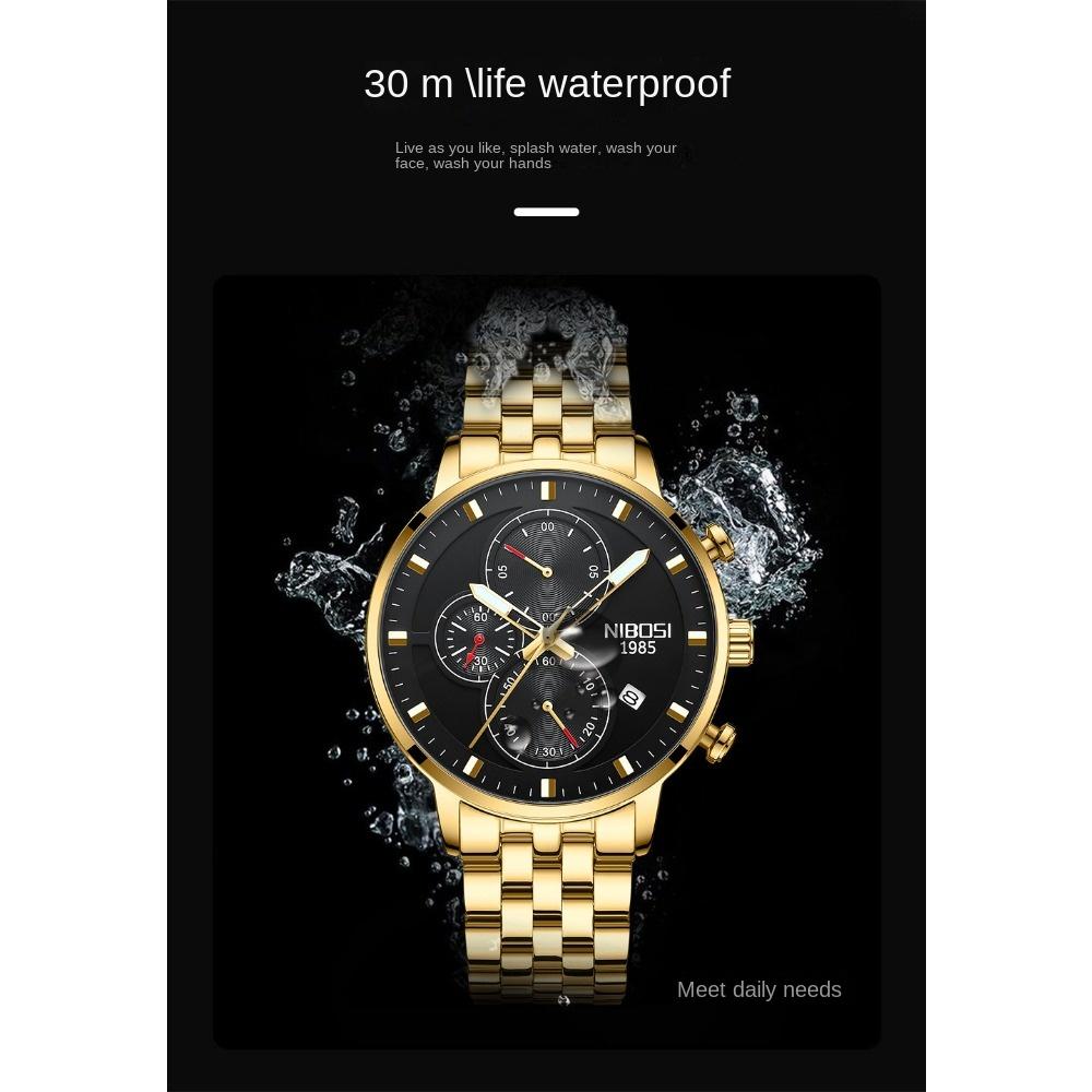 NIBOSI Brand New Quartz Watch Enhanced Personality Men's Watch Luminous Waterproof Multi-functional Watch